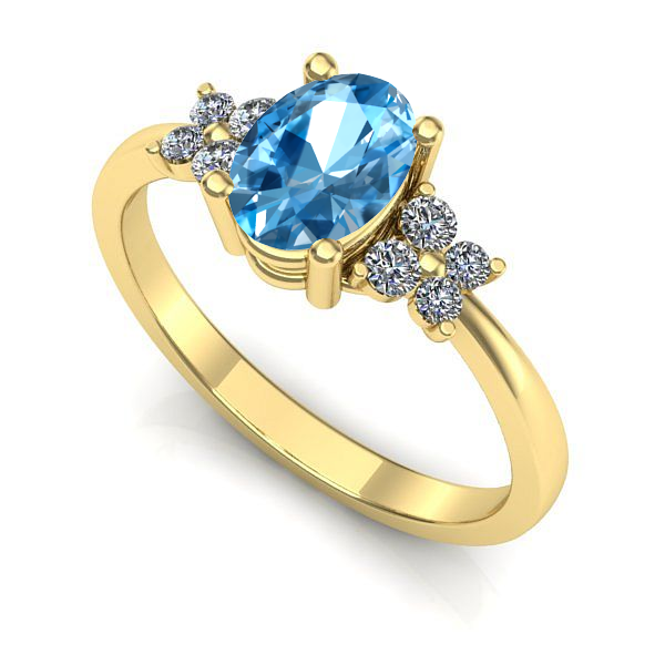 Inel din aur galben cu topaz blue