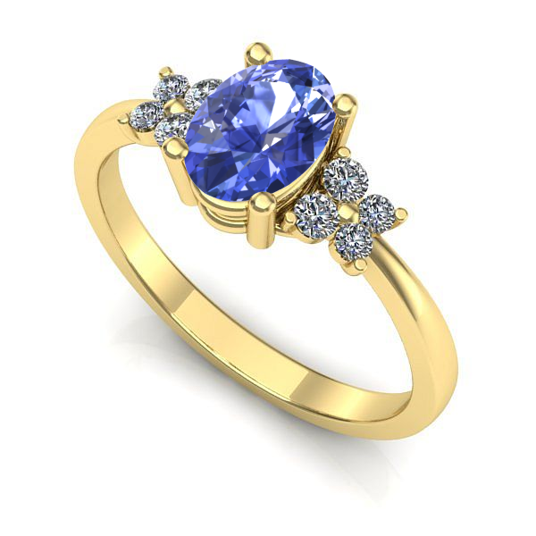 Inel din aur galben cu tanzanit