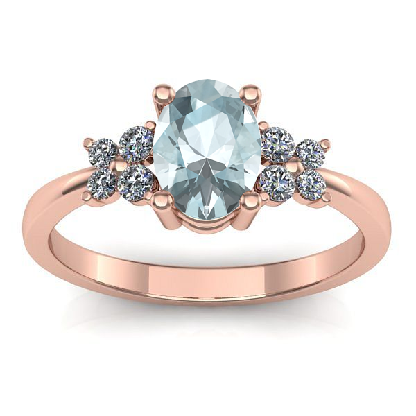 Inel de logodna cu aquamarin oval