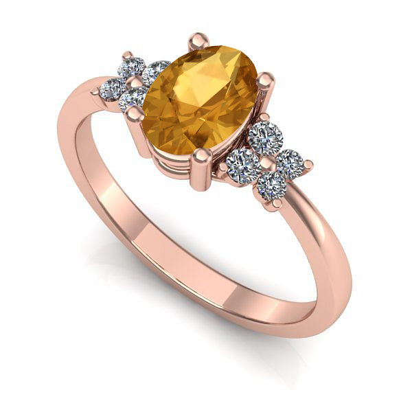 Inel logodna din aur roz cu citrin
