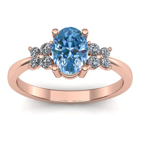 Inel cu diamant de laborator albastru oval