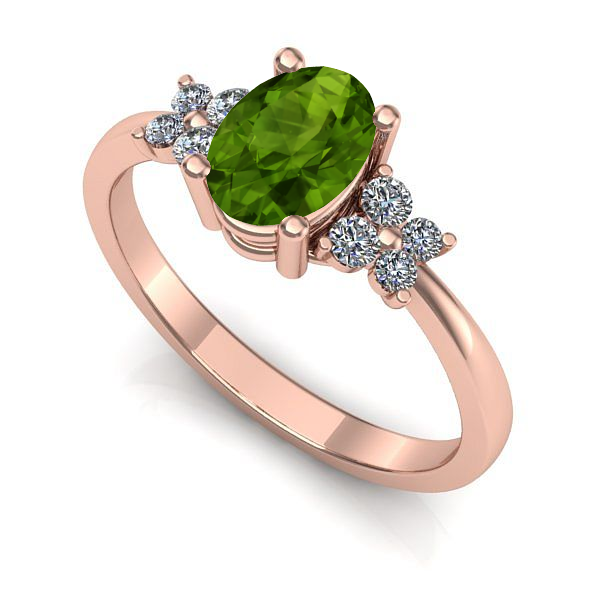 Inel din aur roz cu peridot