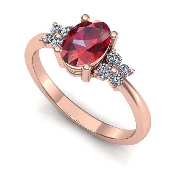 Inel logodna din aur roz cu rubin