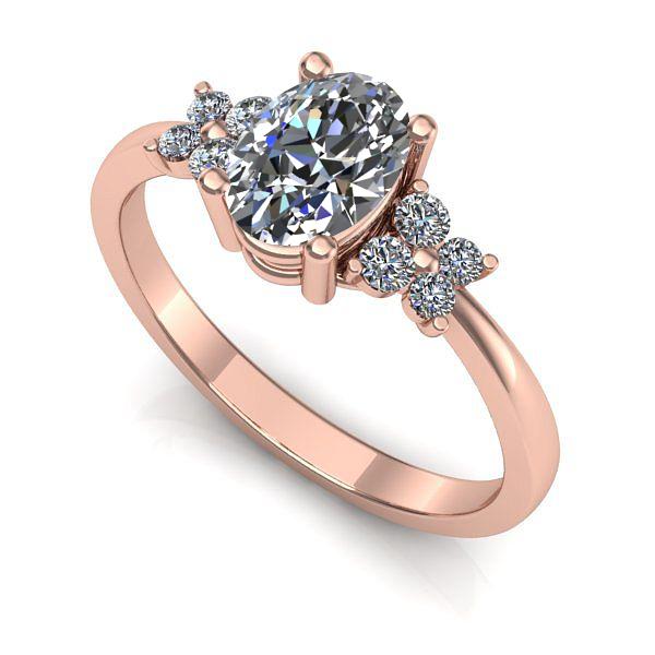 Inel de logodna din aur roz cu safir alb