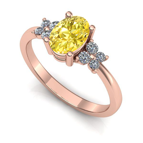 Inel din aur roz cu safir galben