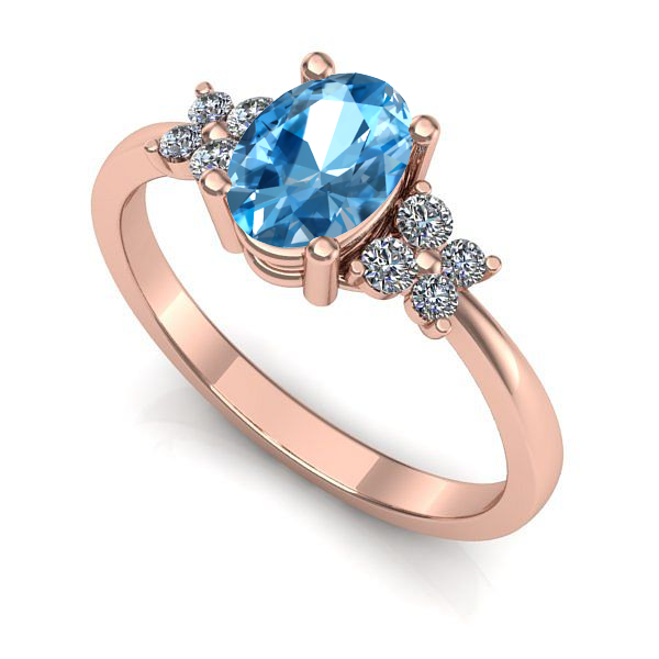 Inel logodna din aur roz cu topaz blue