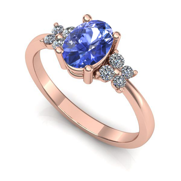 Inel logodna din aur roz cu tanzanit