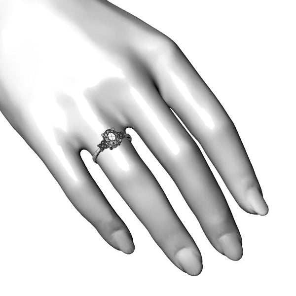 Inel sidestone cu safir roz