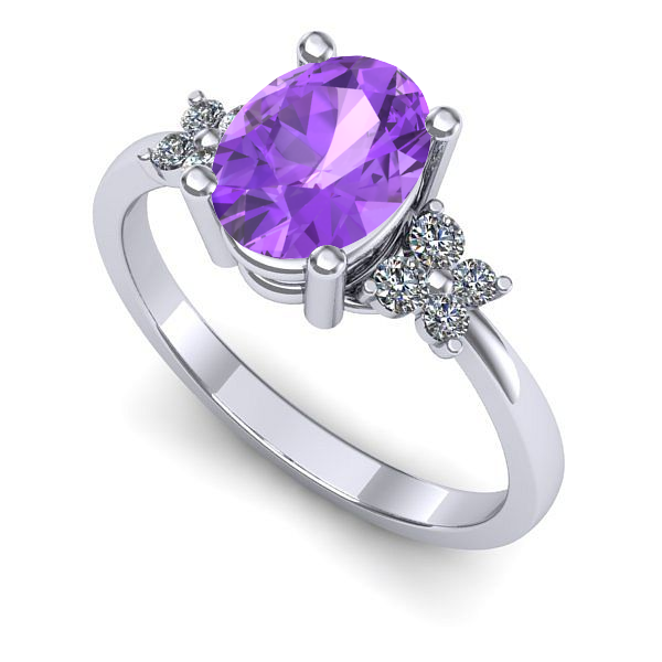 Inel din aur alb cu ametist