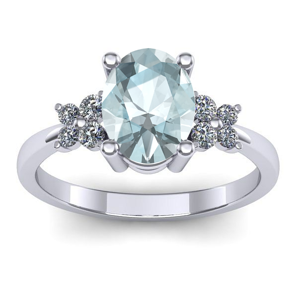 Inel de logodna cu aquamarin oval