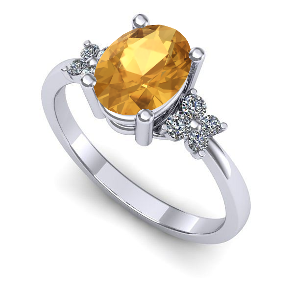 Inel din aur alb cu citrin