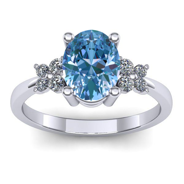 Inel logodna cu diamant de laborator albastru oval