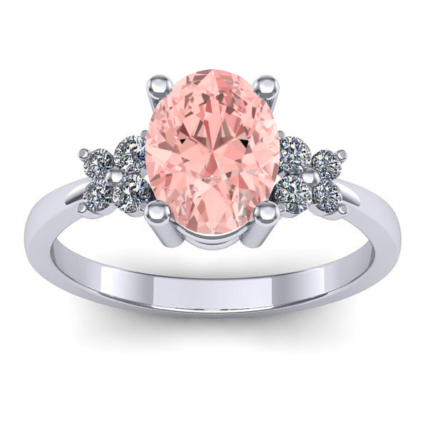 Inel cu diamant de laborator roz oval