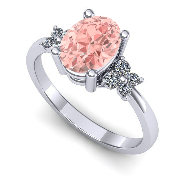 Inel logodna din aur alb cu diamant de laborator roz