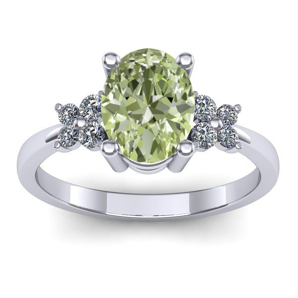 Inel logodna cu diamant de laborator verde oval