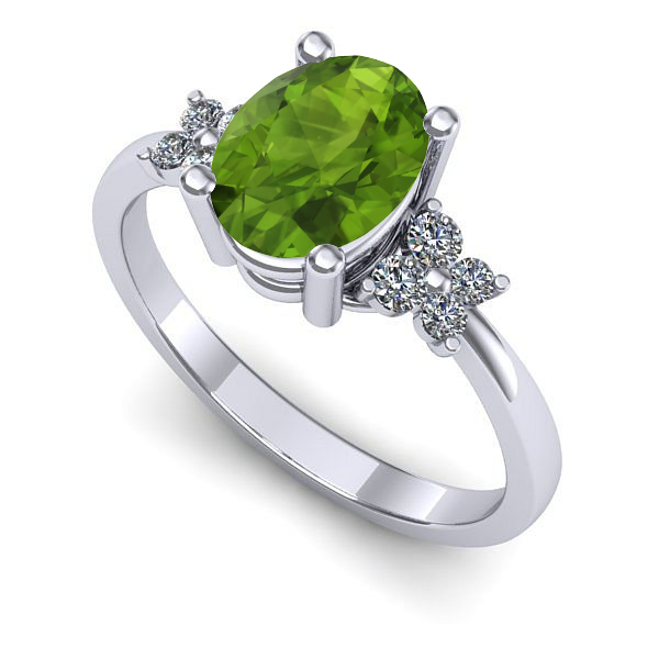 Inel din aur alb cu peridot