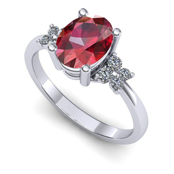 Inel din aur alb cu rubin