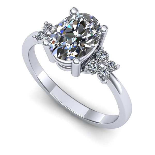 Inel de logodna din aur alb cu safir alb