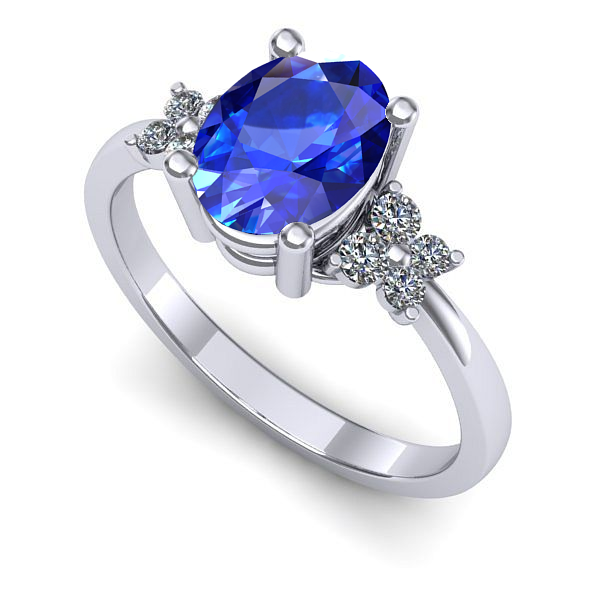 Inel logodna din aur alb cu safir