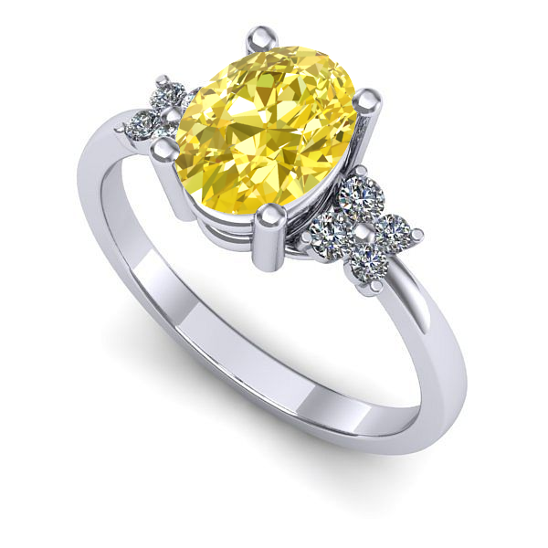 Inel logodna din aur alb cu safir galben