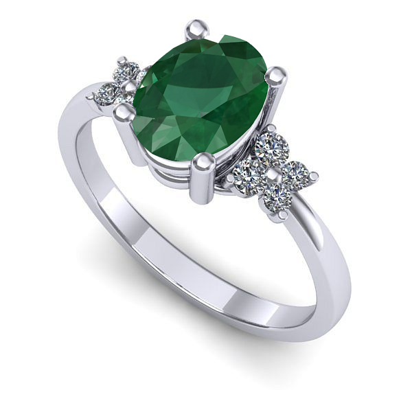 Inel din aur alb cu smarald