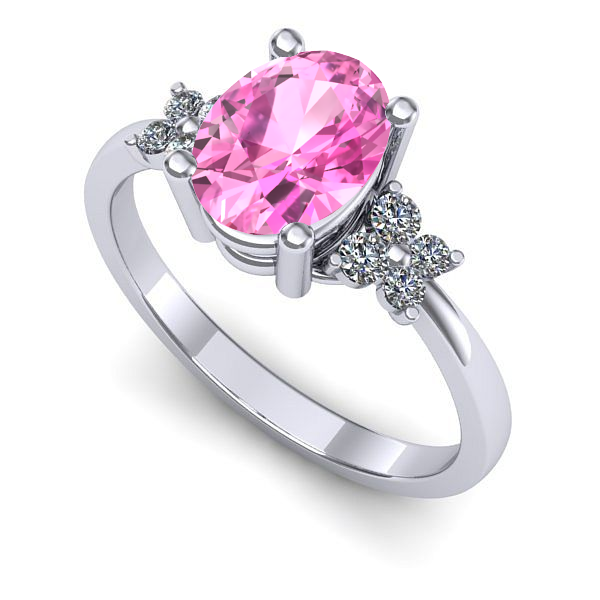 Inel din aur alb cu safir roz