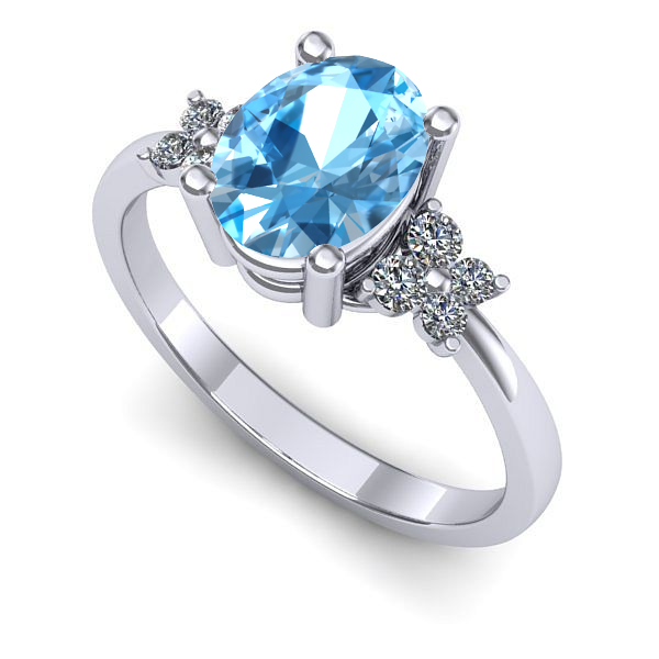 Inel din aur alb cu topaz blue