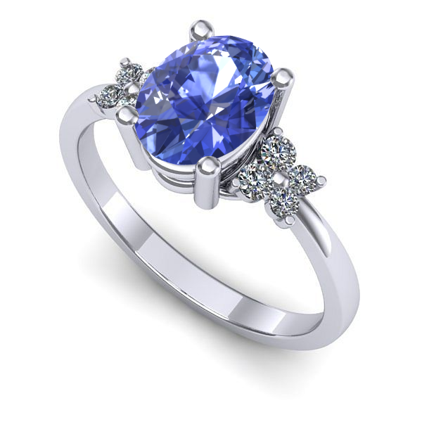 Inel de logodna din aur alb cu tanzanit