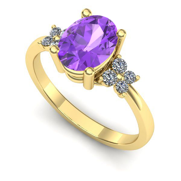 Inel logodna din aur galben cu ametist