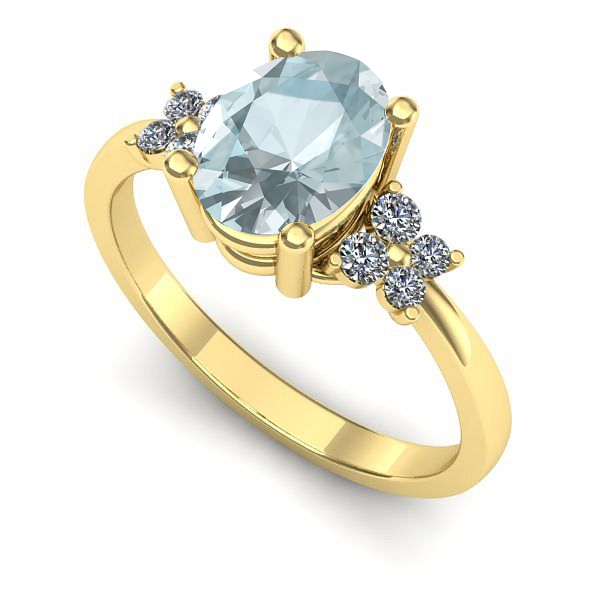 Inel de logodna din aur galben cu aquamarin