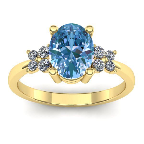 Inel de logodna cu diamant de laborator albastru oval