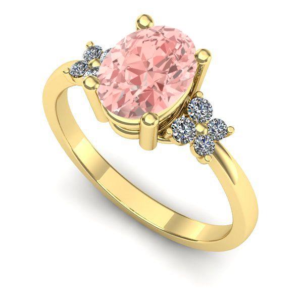 Inel de logodna din aur galben cu diamant de laborator roz