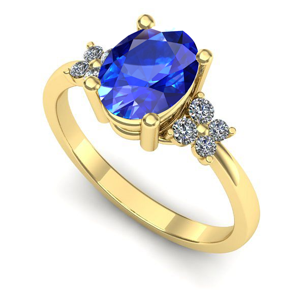 Inel logodna din aur galben cu safir