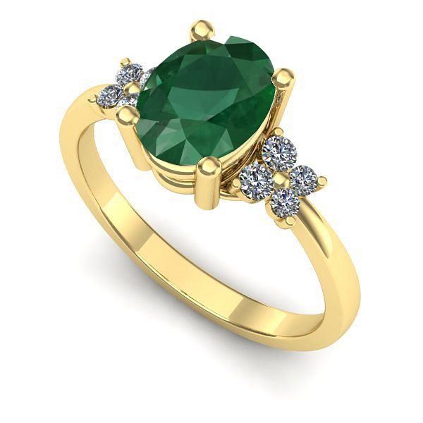Inel de logodna din aur galben cu smarald
