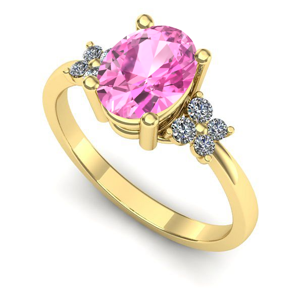 Inel logodna din aur galben cu safir roz