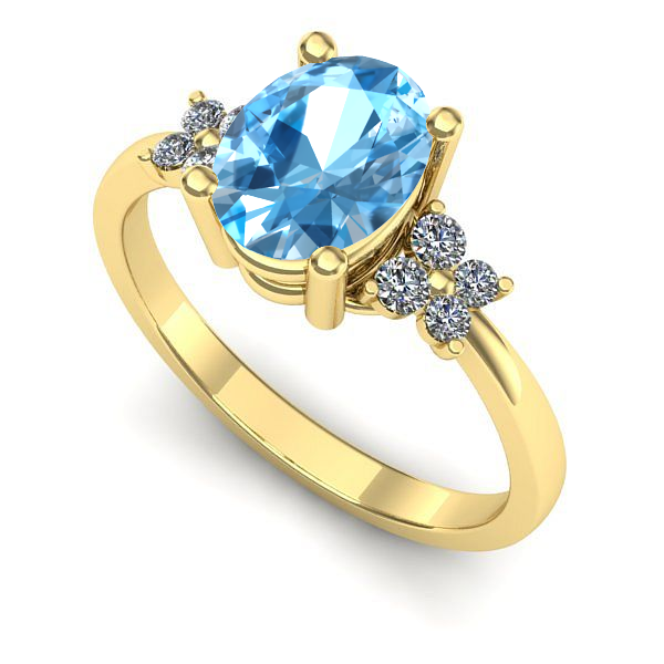 Inel din aur galben cu topaz blue