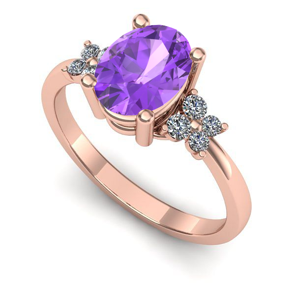 Inel logodna din aur roz cu ametist