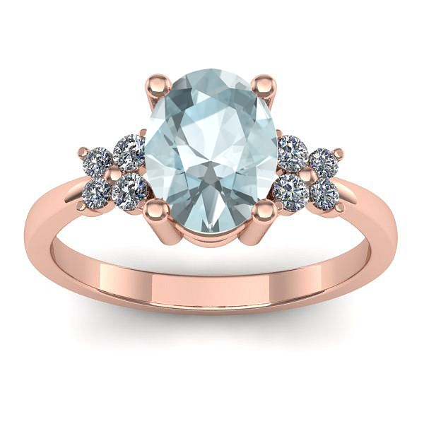Inel cu aquamarin oval