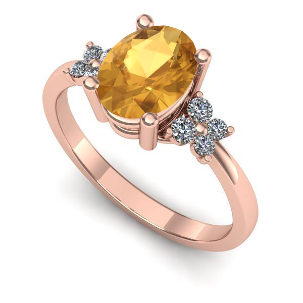 Inel logodna din aur roz cu citrin