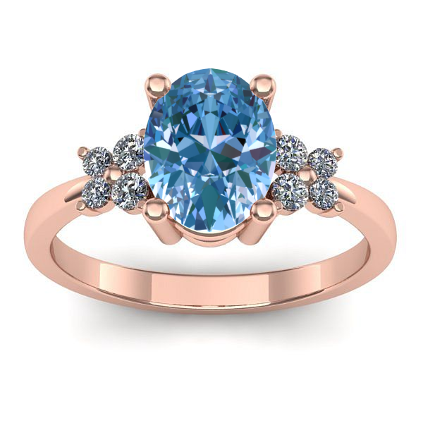 Inel cu diamant de laborator albastru oval