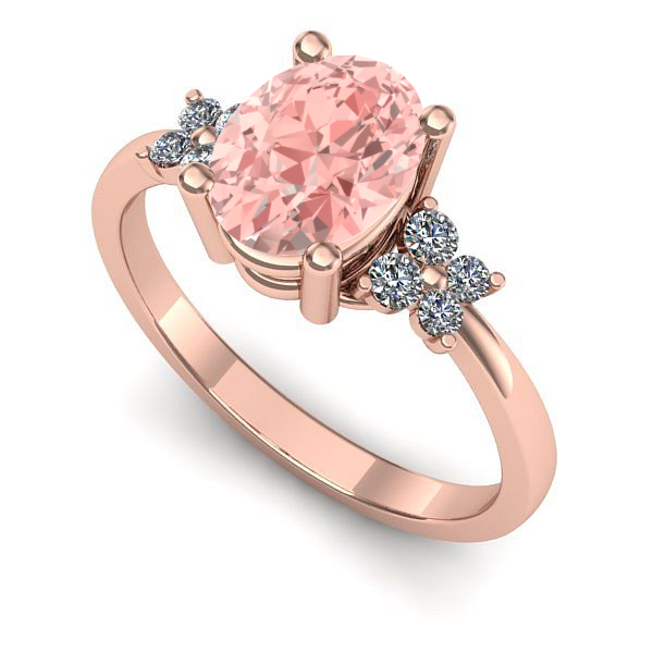 Inel de logodna din aur roz cu diamant de laborator roz