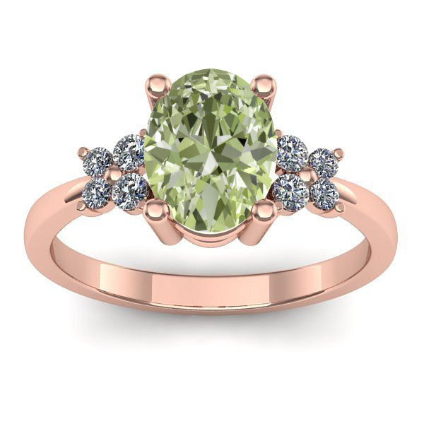 Inel cu diamant de laborator verde oval