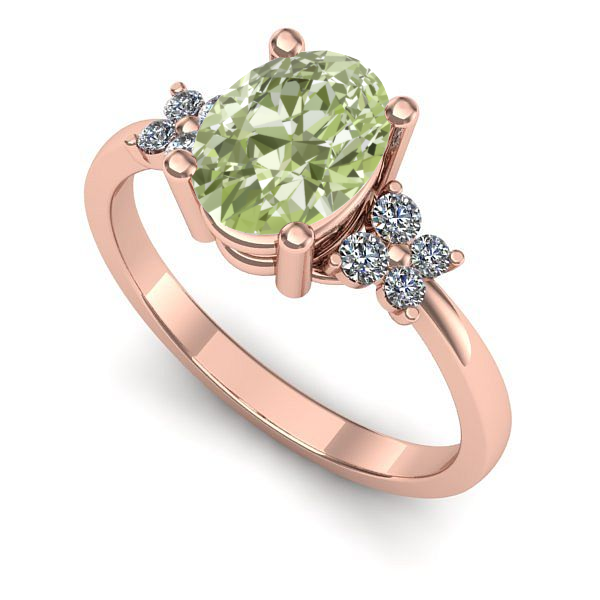 Inel din aur roz cu diamant de laborator verde