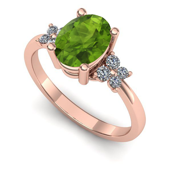 Inel logodna din aur roz cu peridot