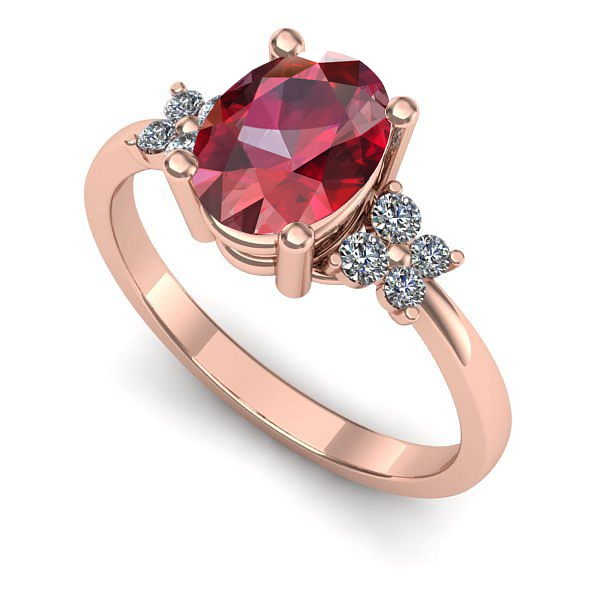 Inel din aur roz cu rubin