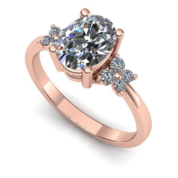 Inel logodna din aur roz cu safir alb