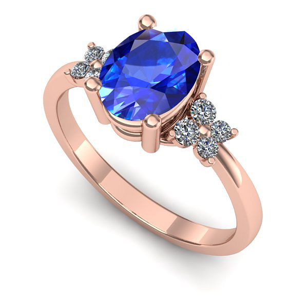 Inel logodna din aur roz cu safir