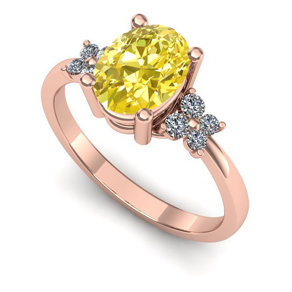 Inel de logodna din aur roz cu safir galben