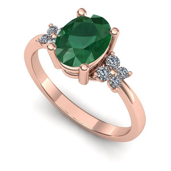 Inel logodna din aur roz cu smarald