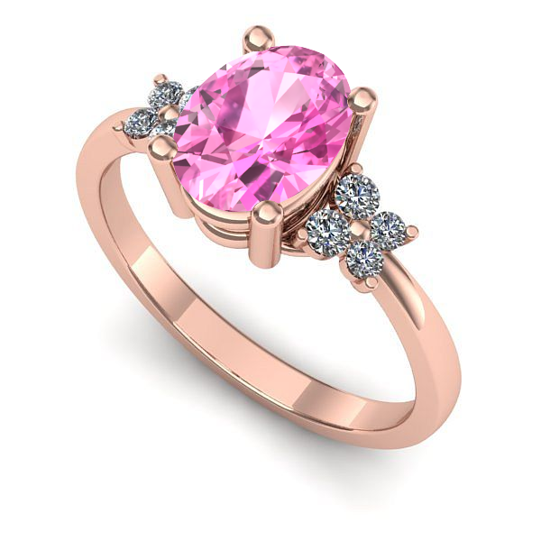 Inel logodna din aur roz cu safir roz